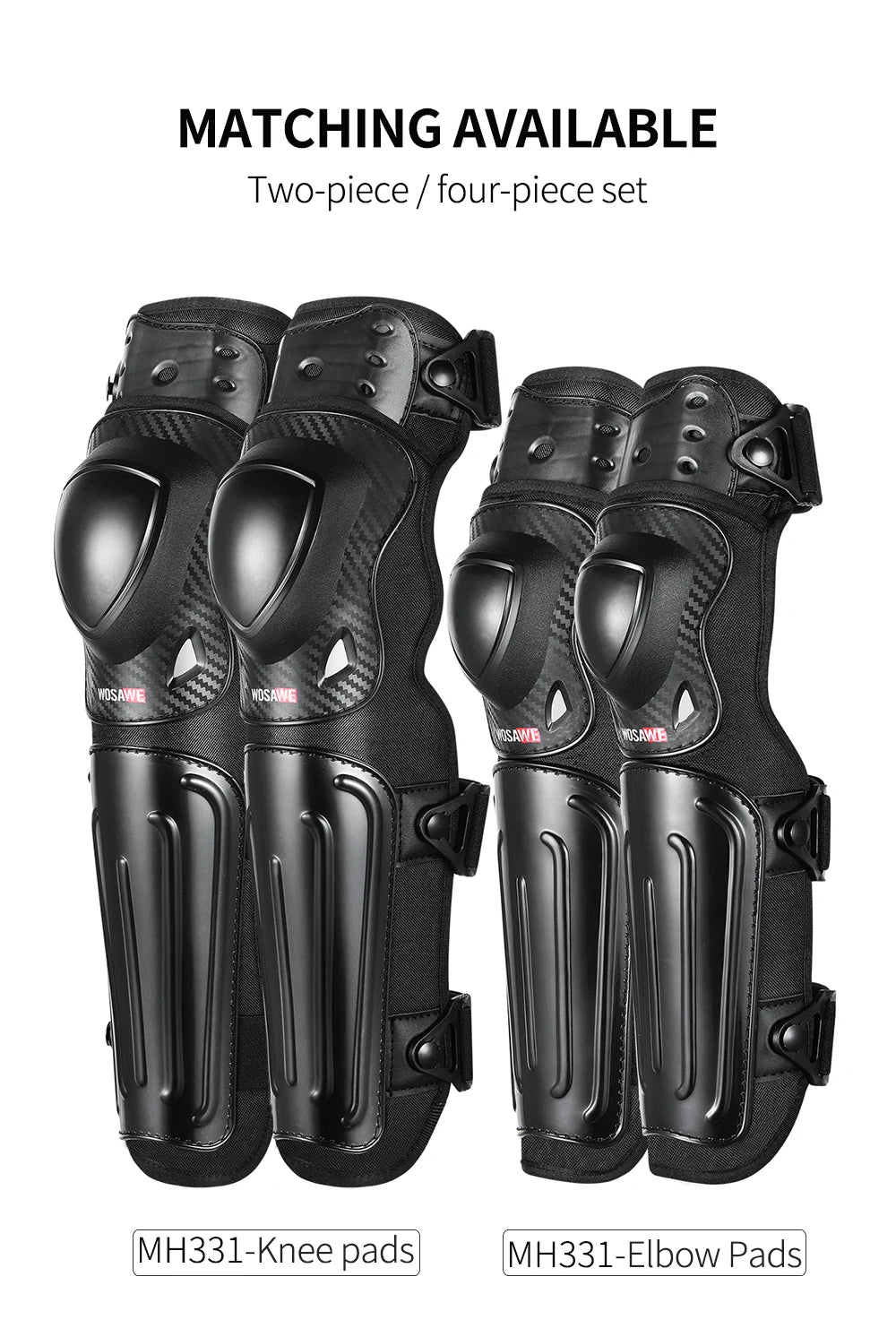 WOSAWE Motorcycle Knee Pads Protective Gear Equipment Motocross Protection Riding Elbow Guard Knee Pad Protector Kit