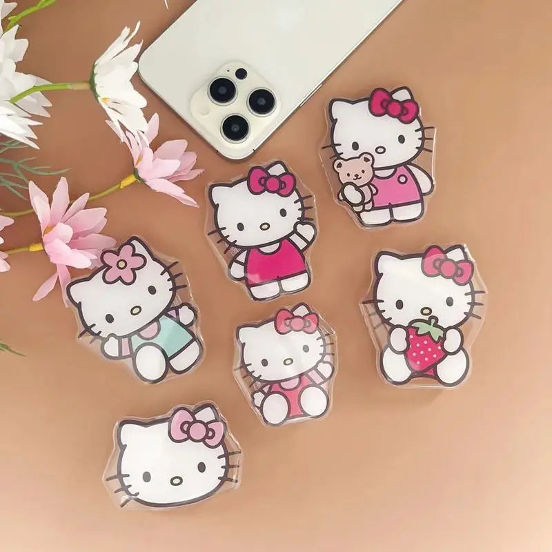 Sanrio Hello Kitty Phone Socket Holder Kawaii Anime Finger Grip Bracket For Iphones Desktop Holder Back Sticker Gift