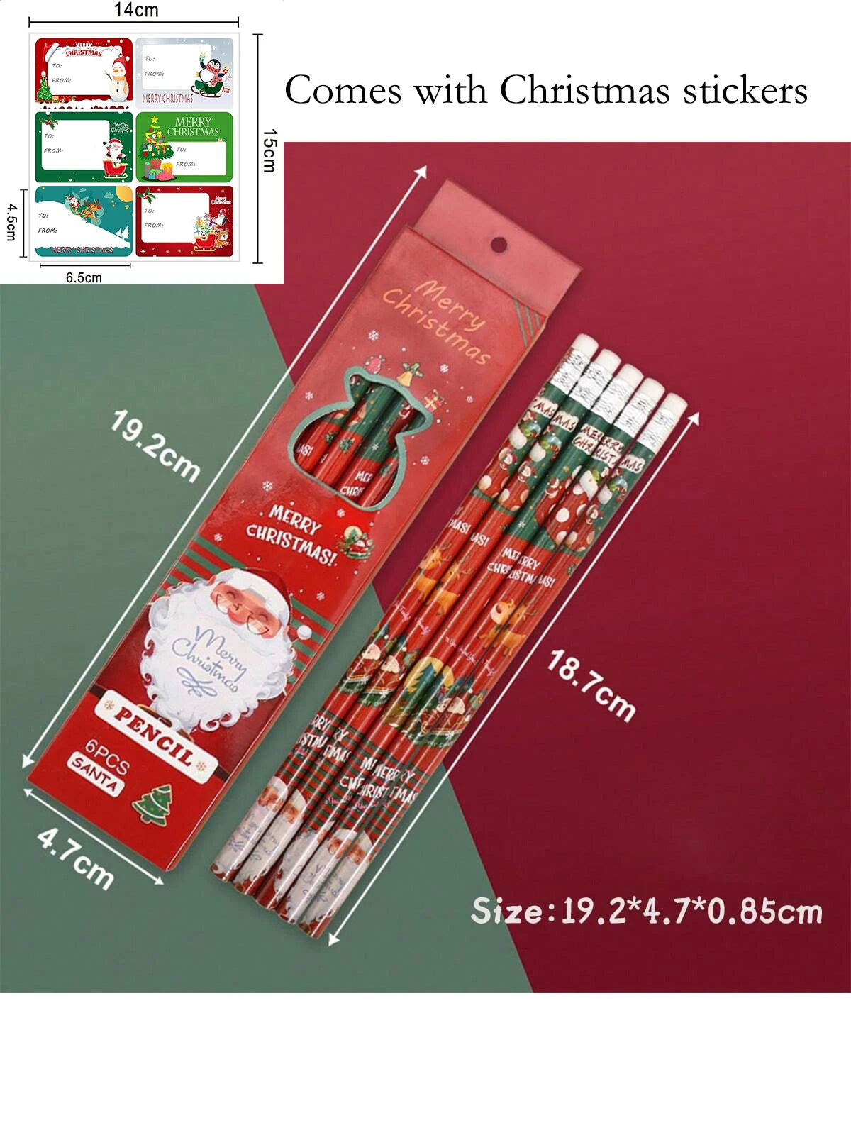 Christmas gift cartoon cute 6 HB pencil set with eraser box office cultural and educational supplies