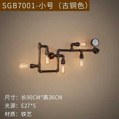 Industrial Style Wall Lamp Living Room Personalized Creative Gear Water Pipe Bedroom Decorative Wall Hangings Wall Retro Lamps