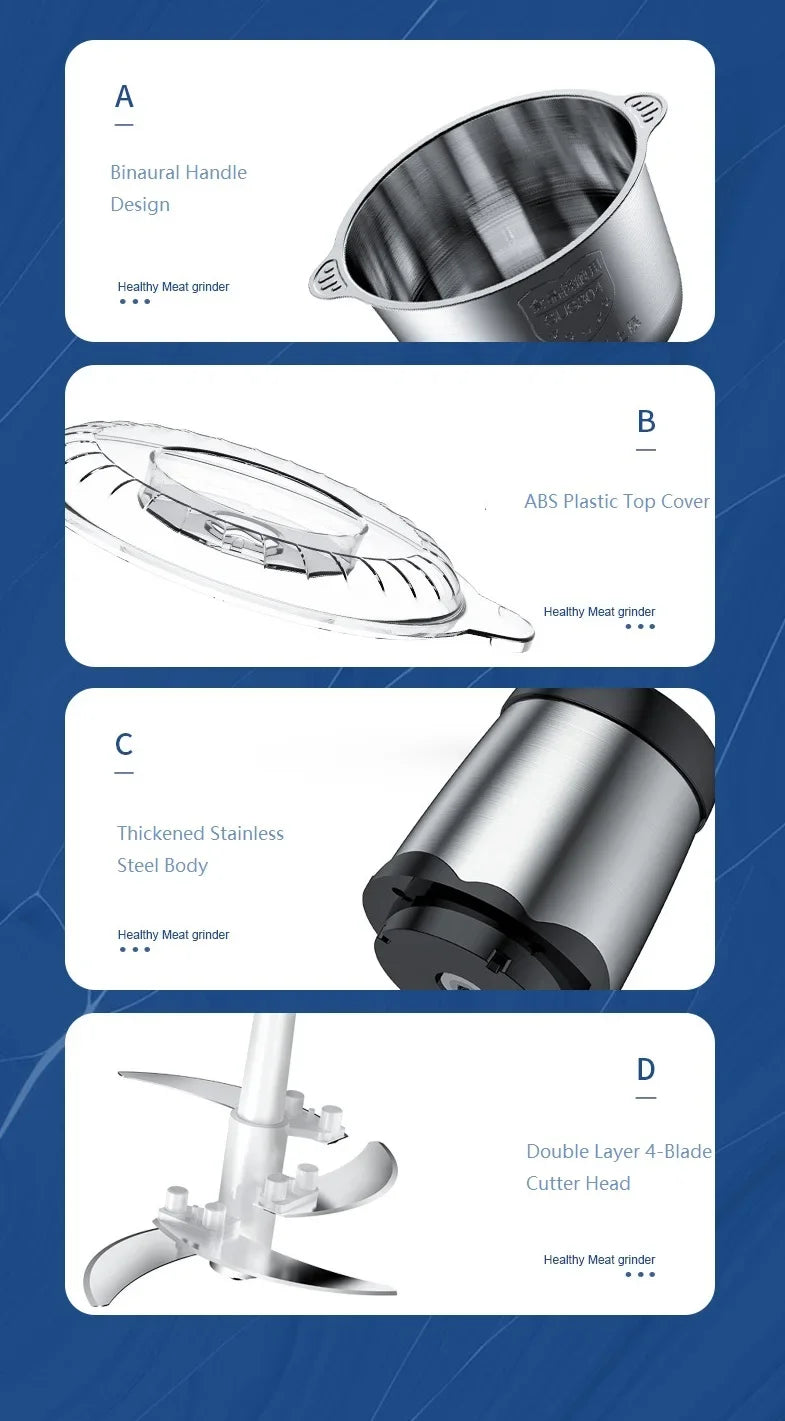 Houselin Food Processors, Meat Grinder & Food Chopper Electric Vegetable Chopper for Meat/fish/Vegetable/Baby Food