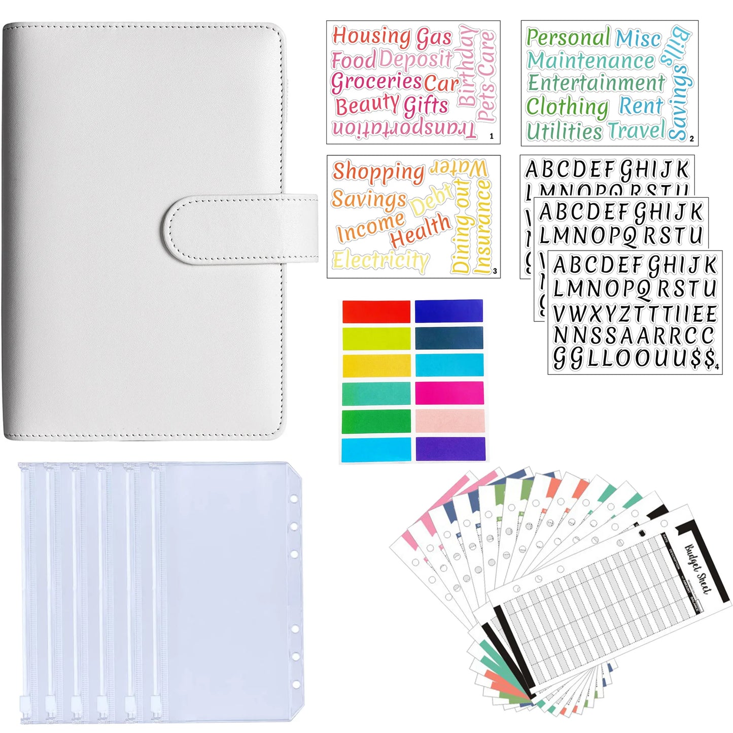 A6 Binder Cash Envelopes for Budgeting Money Organizer for Cash Money Envelopes for cash Leather A6 Binder with zipper