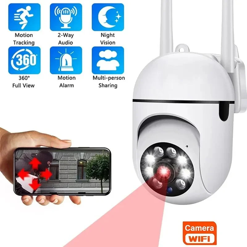 Home Security Camera 1080P HD Camera Surveillance Camera Night Vision Motion Detection Siren WiFi Remote Two-Way Audio Waterproo