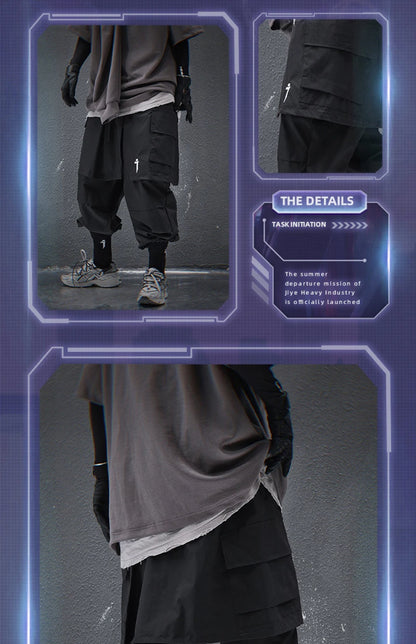 Techwear Tactical Skirt Pants Men's Fashion Streetwear Baggy Cargo Pants Joggers Black Loose Sweatpants
