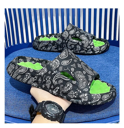 Men Flip-flops Summer Shoes Printing Sandals Trend Anti Slip Summer Sneaker Slippers Fashion Man Massage Slippers Beach Sandals