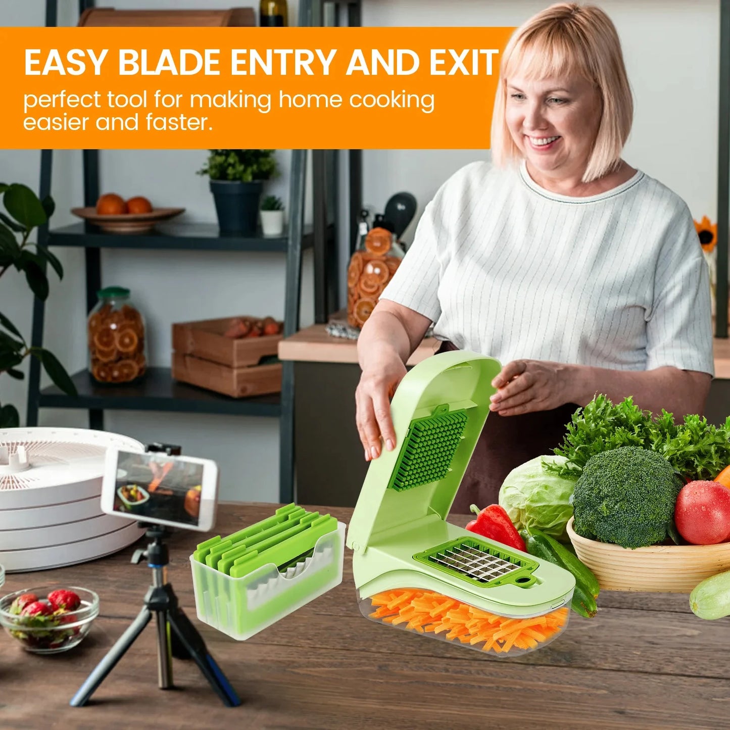 7/17 in 1 Multifunctional Vegetable Chopper - Food Grate Vegetable Slicer Food Dicer Cut Kitchen Items for Cooking & Meal Prep