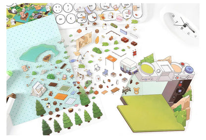 Creative Design Outdoor Scene Sticker for Student Cute Cartoon DIY Decor Landscaping Sticker Scrapbook Journal Student Sticker