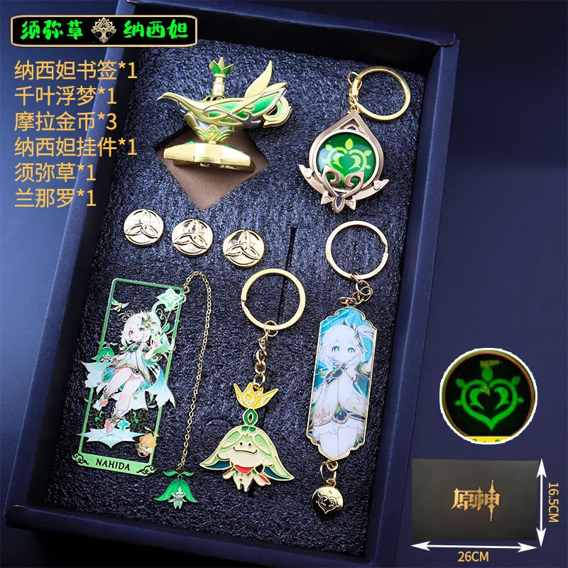 Genshin Impact Peripheral Bookmarks Vision of God Pendants Keychains Servant Weapon Models Combination Sets Gifts and Presents