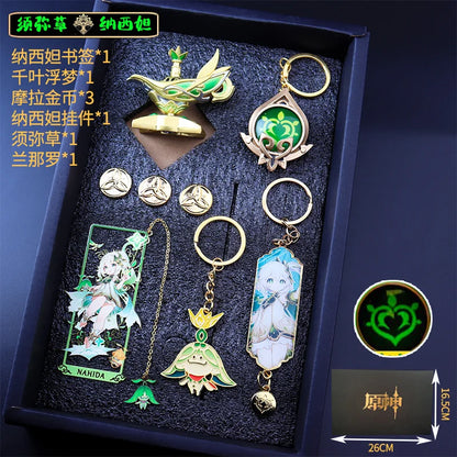 Genshin Impact Peripheral Bookmarks Vision of God Pendants Keychains Servant Weapon Models Combination Sets Gifts and Presents