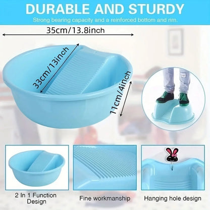 Washboard Basin Convenient Non Slip Plastic Washboard Washing Clothes Laundry Basin for Clothes T Shirts Blouses Socks Hand Wash