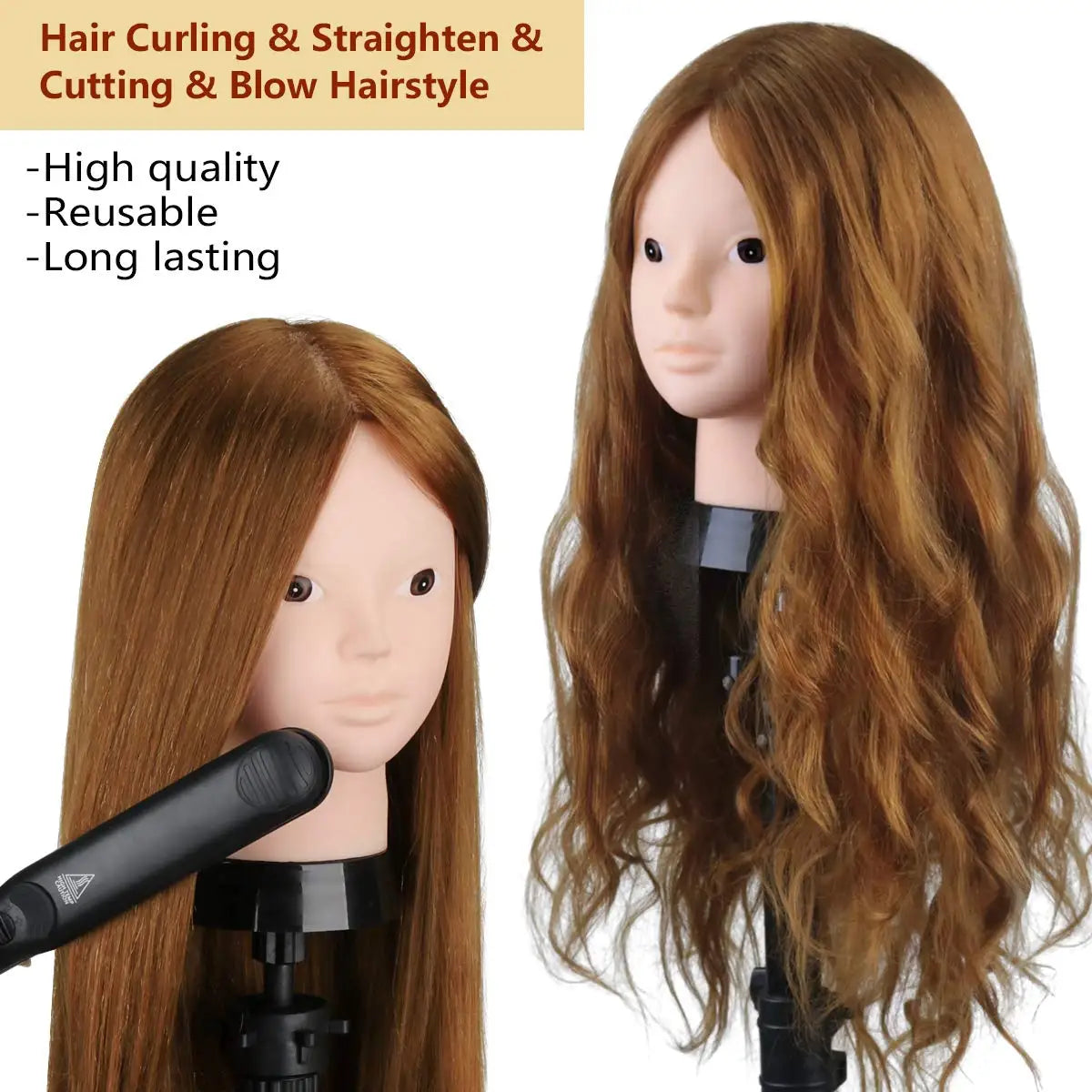 80% Real Hair Doll Head For Hairstyles Mannequin Head Hair Training Head Braid Hairdressing Practice Hair Styling Child Gift