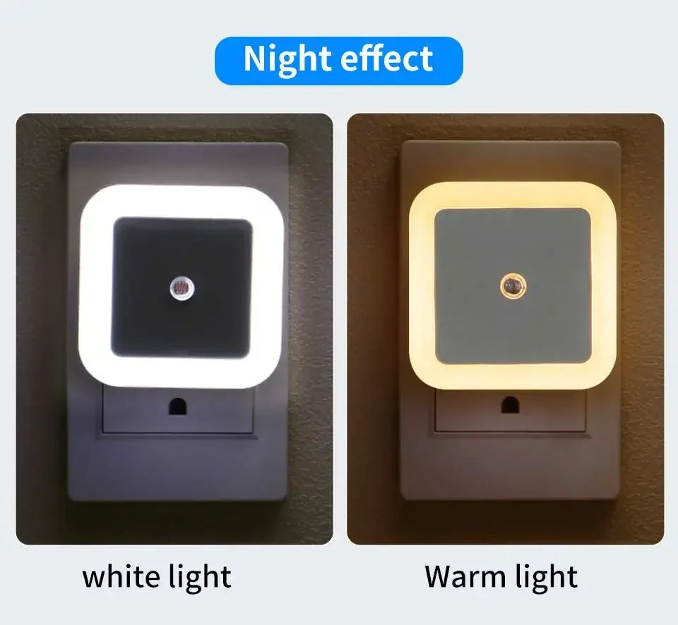 LED Night Light Smart Light Sensor Wall Lamp US EU Plug in Auto-On/Off Night Lamp for Bedroom Kitchen Hallway Stairs Nightlight