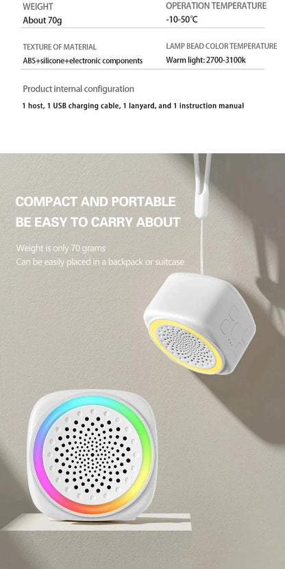 with RGB Lighting Baby White Noise Machine 26 Types Soothing Music White Sleep Sound Player Night Light USB Rechargeabe