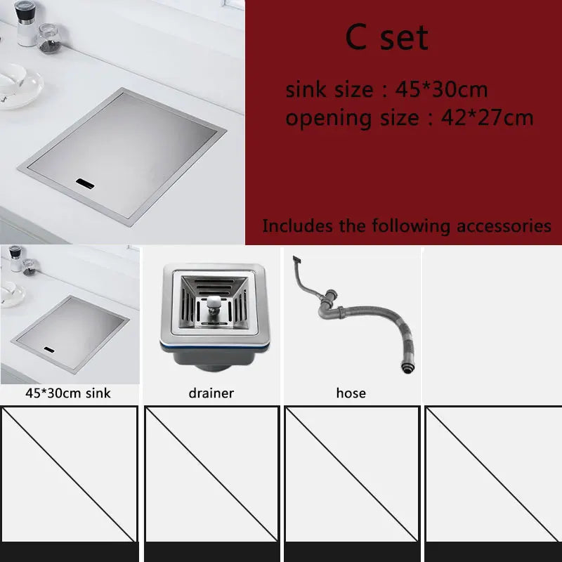 Black Kitchen sink Hidden Single bowl Bar Small Size sink Stainless Steel Balcony sink Concealed black kitchen sink Bar sink