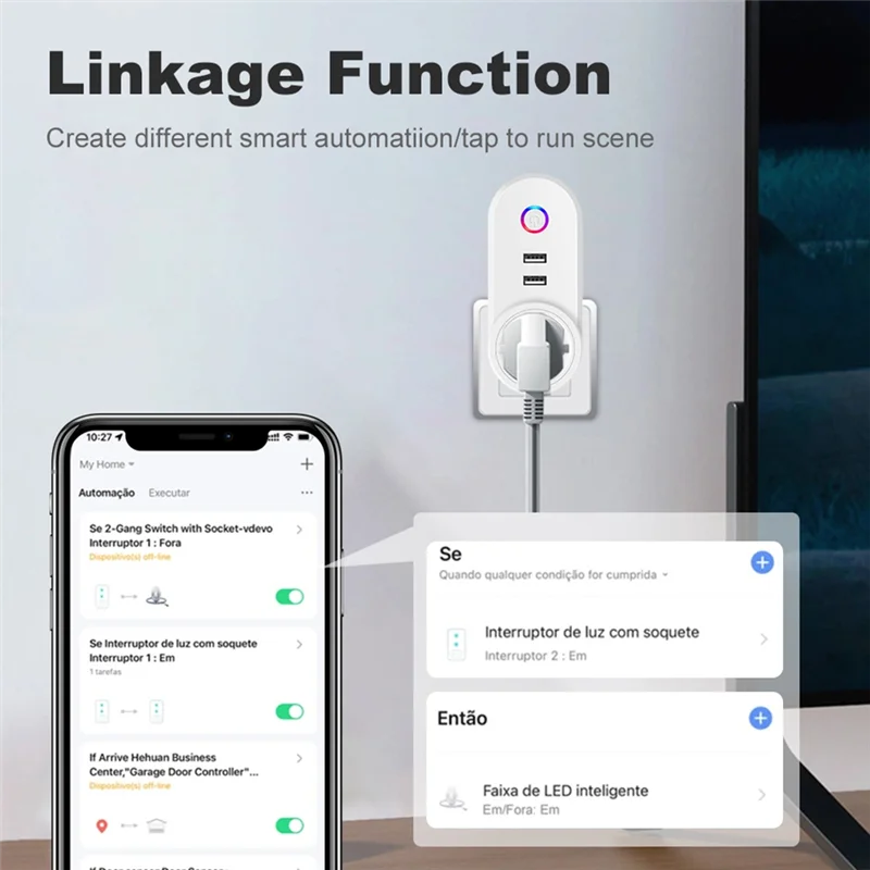 Israel Plug Tuya Smart Home 16A Wifi Smart Plug Power Socket USB Charge Outlet Timing Voice Control For Alexa-AT64