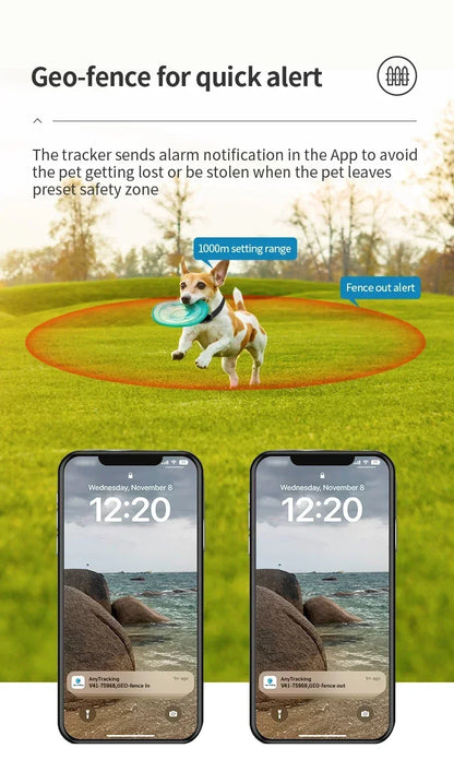 2G/ 4G GSM GPS Pet Tracker Voice Monitor, Pet Dog Gps Anti Loss Mini Tracker IP67 Waterproof Built-in 1300 MAh Battery Locator