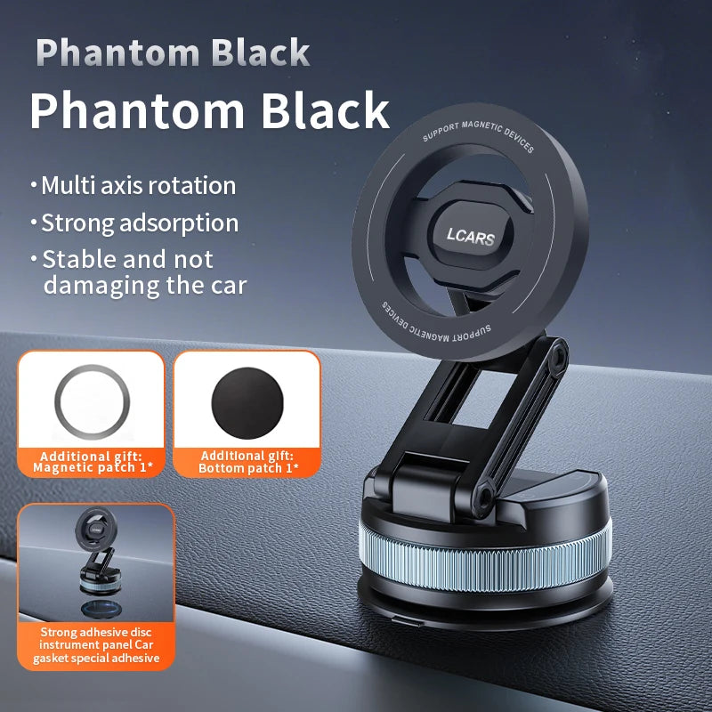 Rotating Car Mount Holder Adjustable Magnetic Phone Stand Strong Suction Cup Telescopic Foldable Universal Stable Car Interior