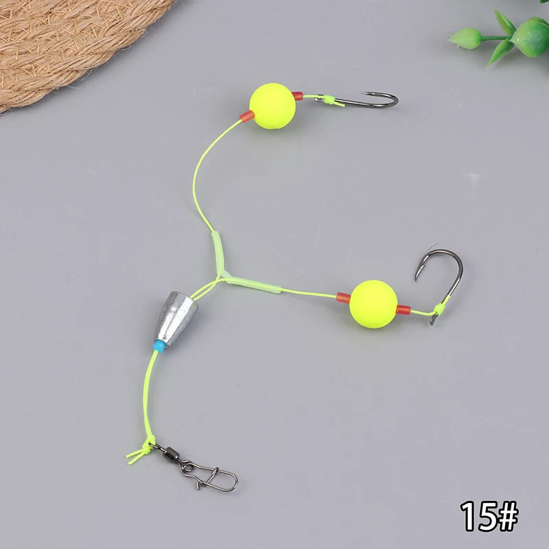 〔Far〕Double Hook Fishing Hair Rigs Hook Reverse Bottom Line Suspension Carp Fishing Hook Ready Made Anti Bottom Carp Rigs