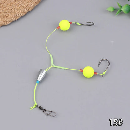 〔Far〕Double Hook Fishing Hair Rigs Hook Reverse Bottom Line Suspension Carp Fishing Hook Ready Made Anti Bottom Carp Rigs
