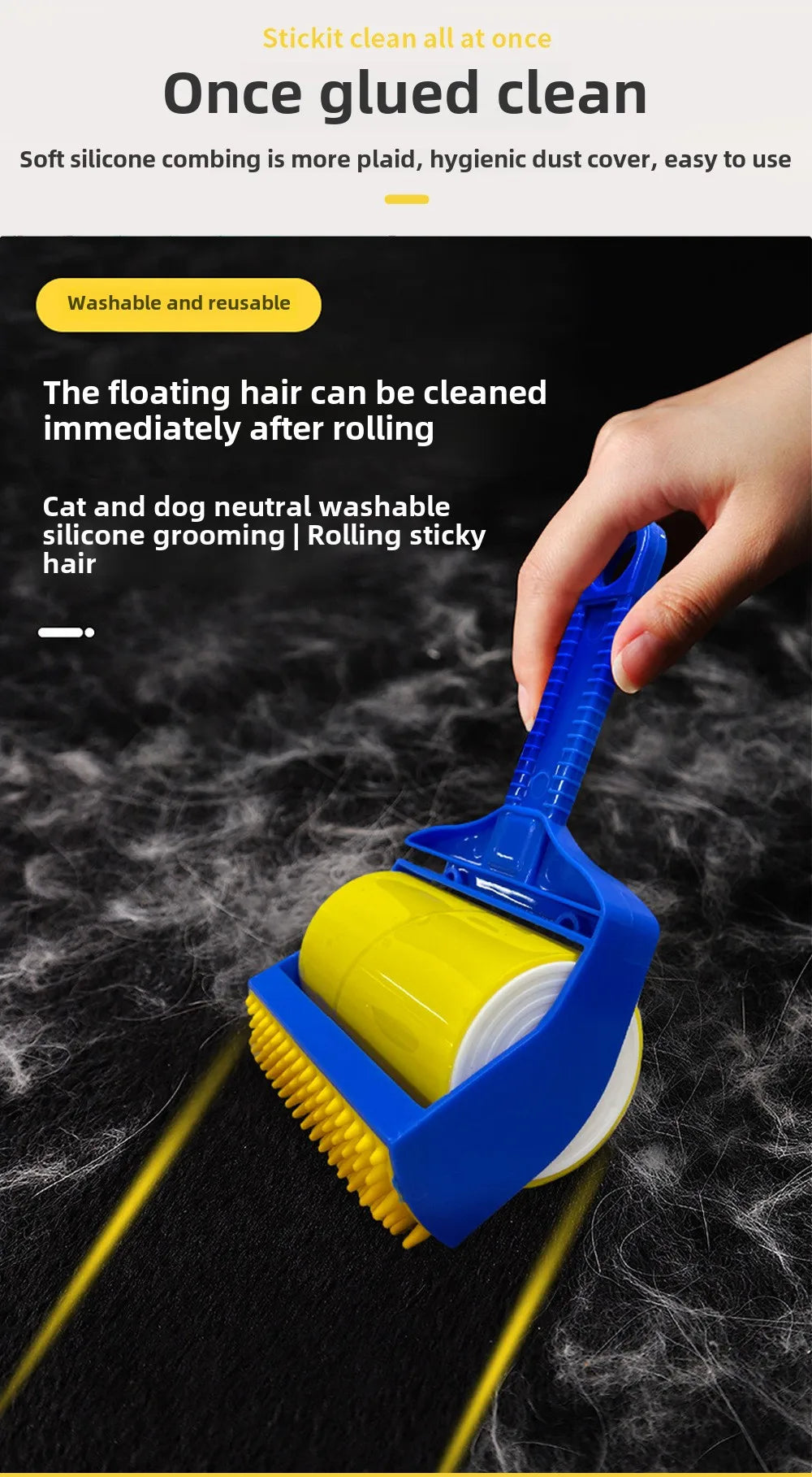 Reusable Lint Remover Washable Silicone Dust Wiper Cat Dog Comb Tool Pet Hair Remover Cleaning Brush Tools Sticky Roller Brush