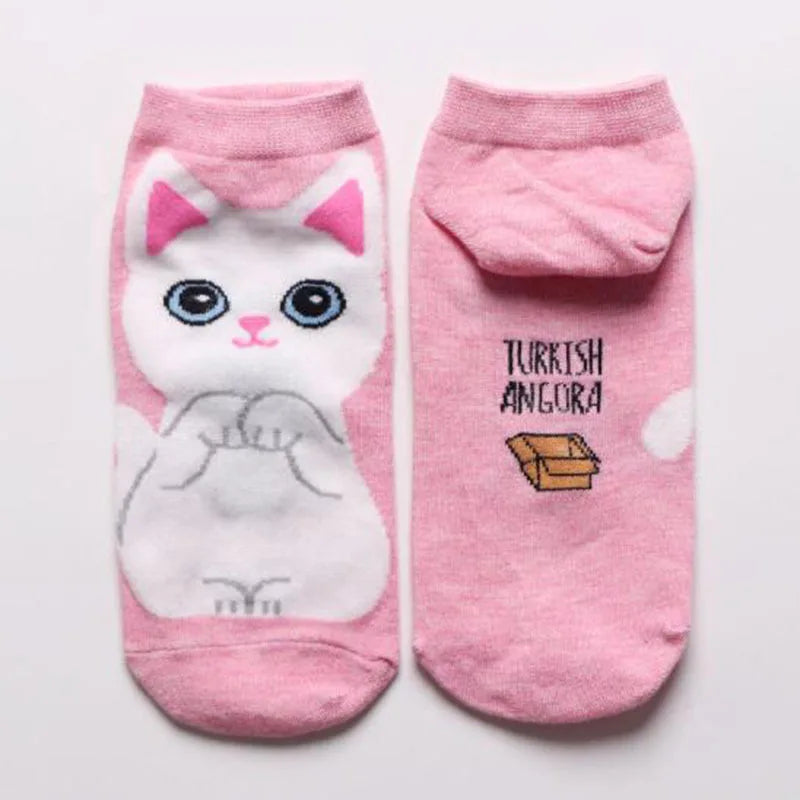 5 Pairs/Set Women's Cartoon Cute Cat Ankle Socks Breathable Perfect for Everyday Fashion