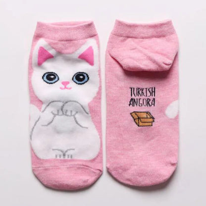 5 Pairs/Set Women's Cartoon Cute Cat Ankle Socks Breathable Perfect for Everyday Fashion