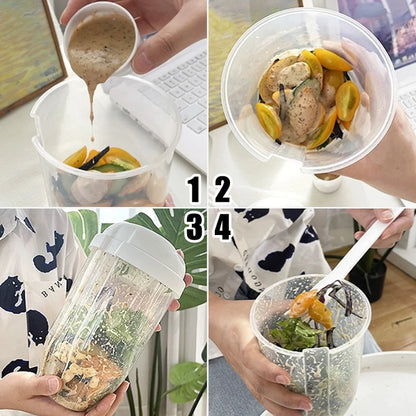 Portable DIY Salad Cups Breakfast Cereal Nut Yogurt Container Set with Fork Sauce Bottle Picnic Food Container Bento Lunch Box