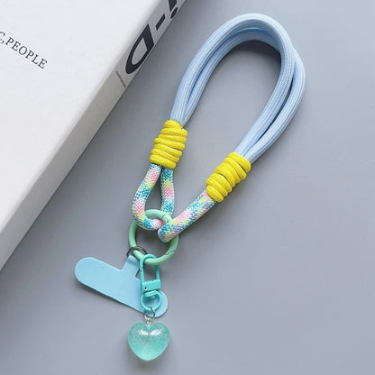 Universal Braided Mobile Phone Lanyard Strap Cartoon Star Hanging Chain Ring Cord with Patch Wrist Strap Cell Phone Detachable