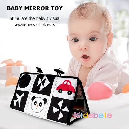 Foldable Crib Toy Activity Soft Book For Toddlers Tummy Time Baby Mirror Infant Toys First Gifts Visual Development Newborn Toys
