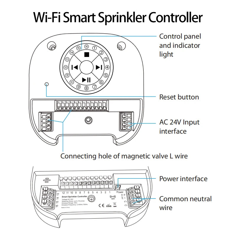 WiFi Sprinkler Controller Automatic Rrrigation Programmer System Garden Houses Farm Watering Timer Remote Control Electric Valve