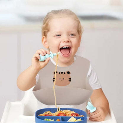 Baby silicone bib, bear bib, baby eating, children's complementary food, saliva bib, waterproof saliva towel