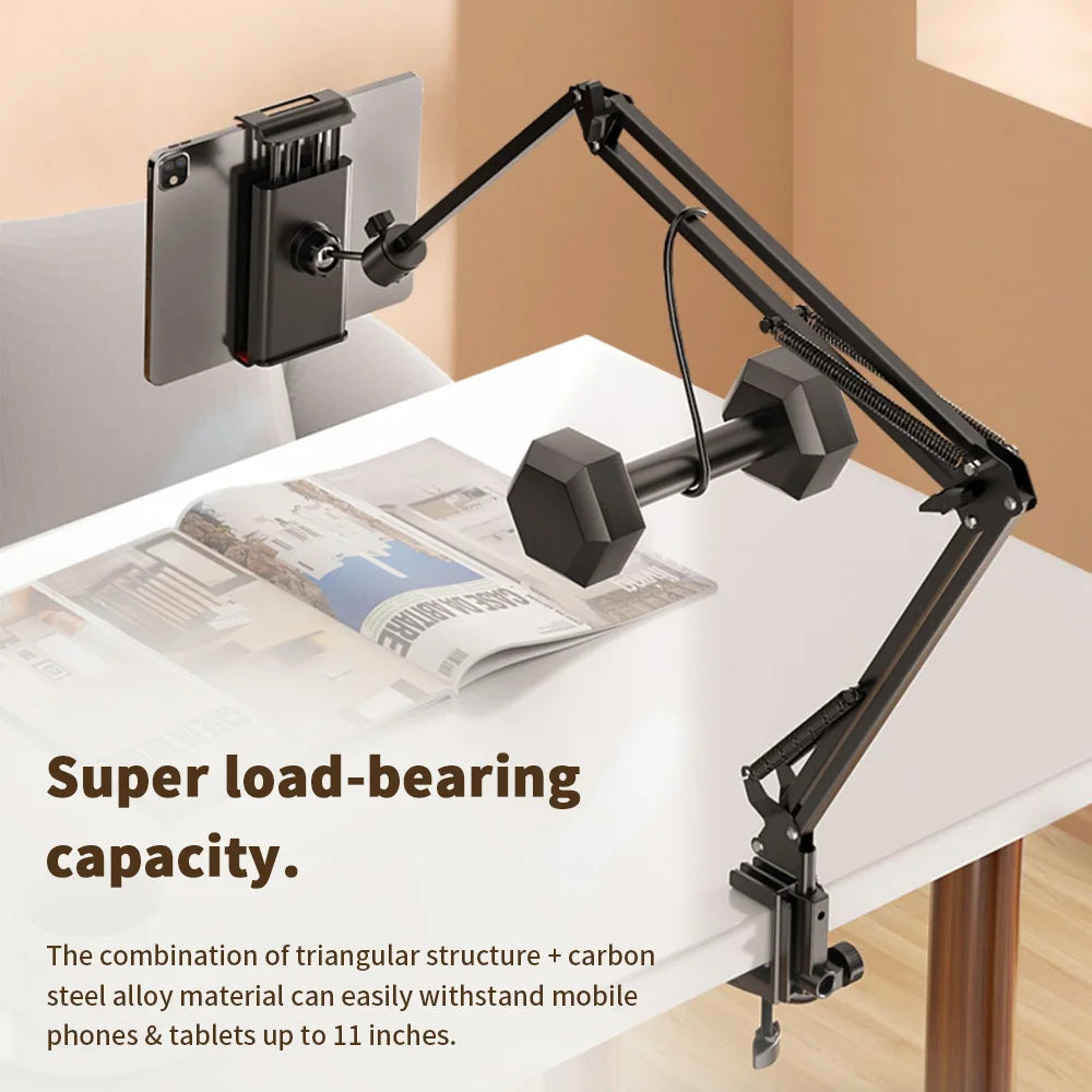 Tablet Holder for Bed with 90cm Metal Arm iPad Stand Tablet Bracket 360° Rotating Bed Phone Mount for 4.5~12.9 inch Phone Tablet