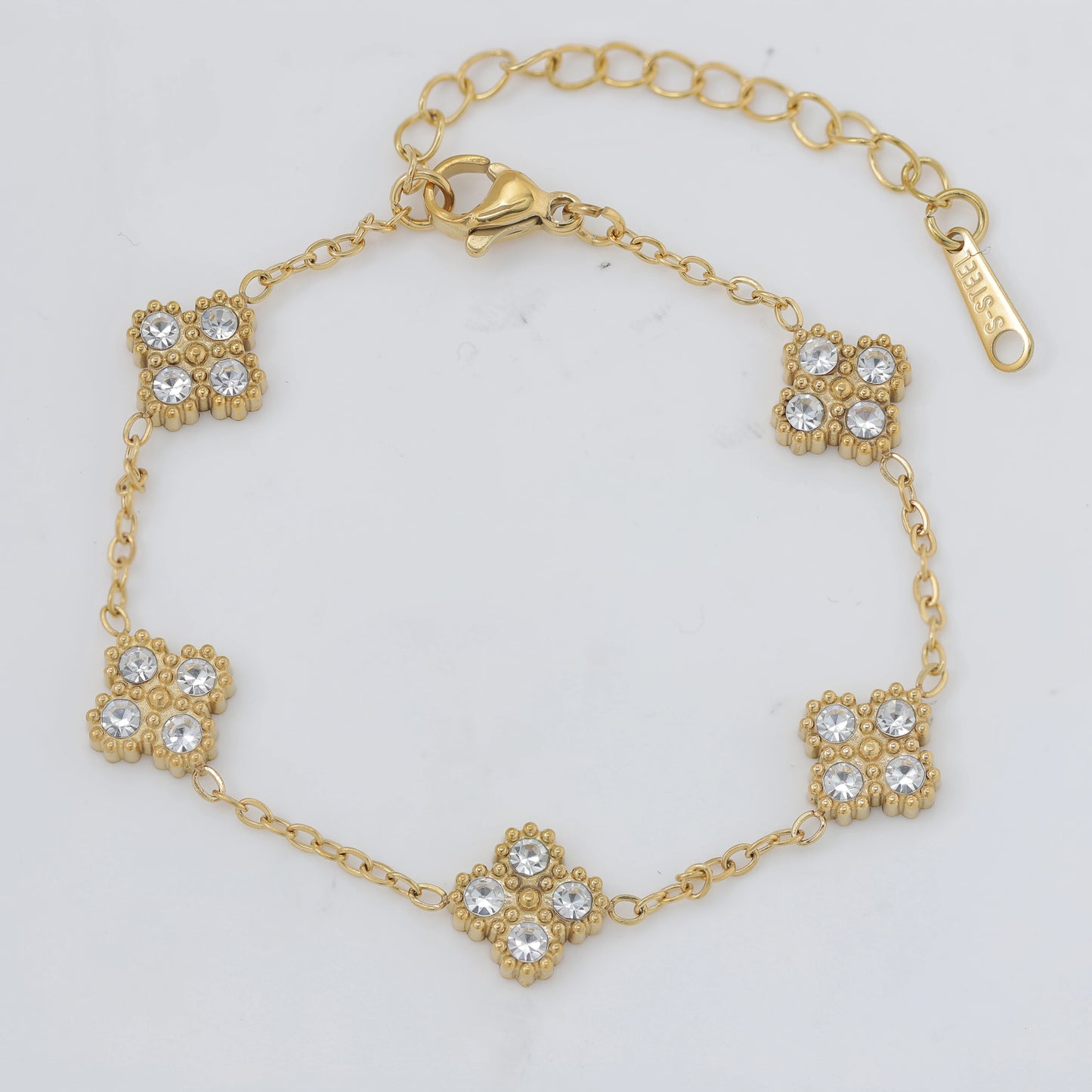 316L Stainless Steel Zircon Splicing Golden Flowers Necklace Earrings Women Girl Set New Trend Non-fading Jewelry Suit