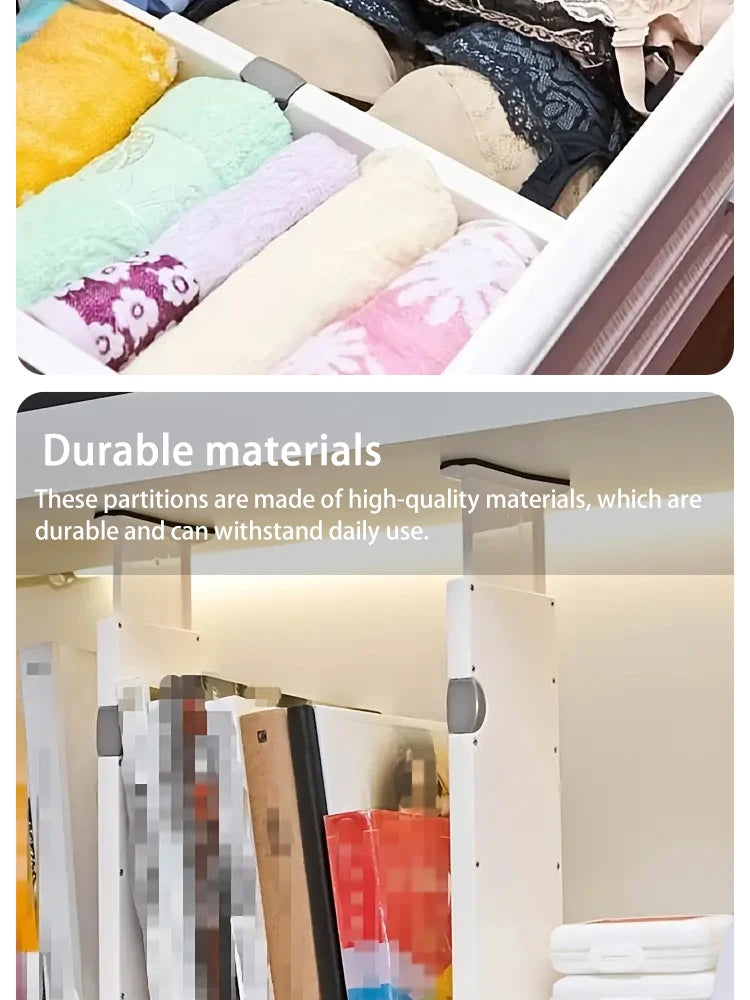 T Drawer Divider Adjustable Home Organization Dividers White Plastic Partition Holder Creative Retractable Drawer Dividers