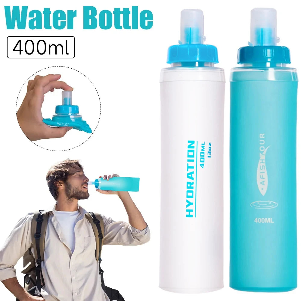 1PCS Soft Flask, Shrink As You Drink Soft Water Bottle for Hydration Pack, Folding Water Bottle Running,Hiking,Cycling,Climbing