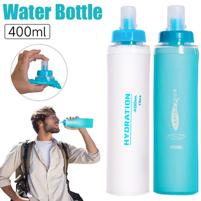 1PCS Soft Flask, Shrink As You Drink Soft Water Bottle for Hydration Pack, Folding Water Bottle Running,Hiking,Cycling,Climbing