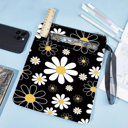 Flower Book Covers Daisy Book Protector Black Vintage Book Sleeve for Paperbacks Washable Fabric Cloth Book Cover with Zipper