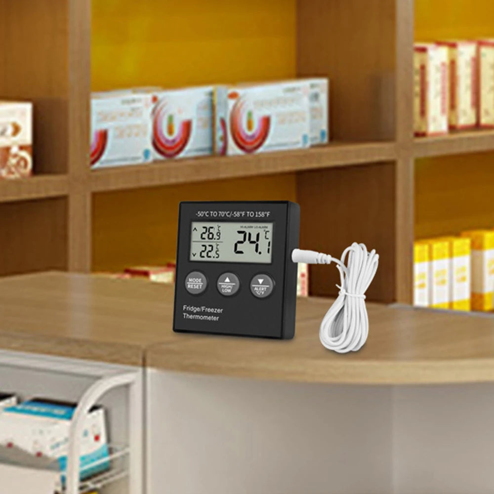 Digital Fridge Thermometer with Temperature Alarm LCD Display Digital Refrigerator Freezer Thermometer