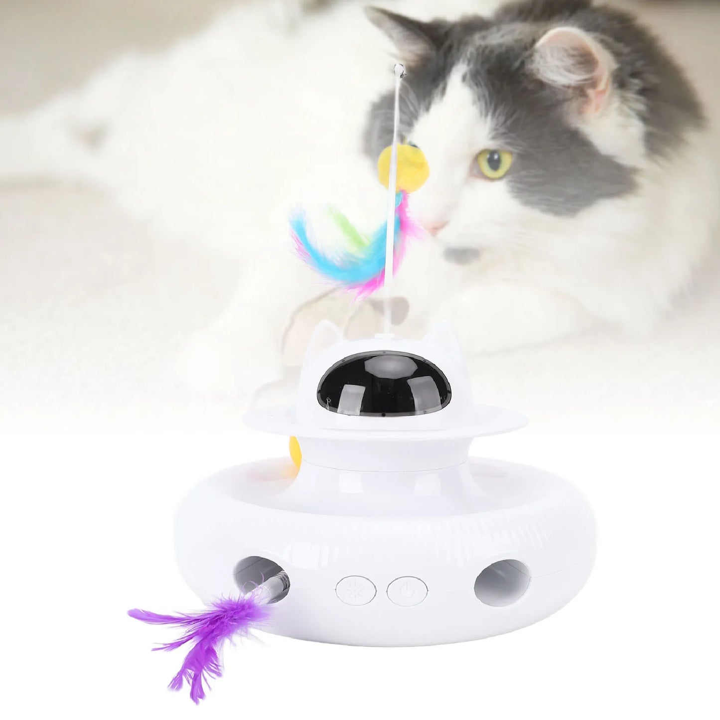 Interactive Cat Feather Toy Automatic Rotating Reduce Boredom Promote Exercising Funny Feather Electronic Cat Toy for Home