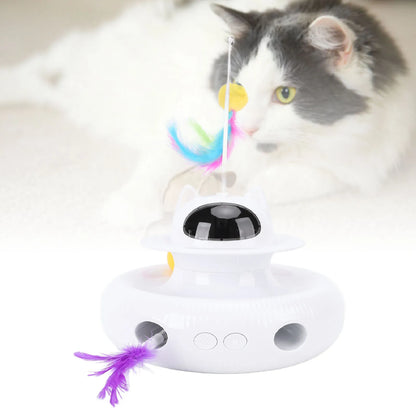 Interactive Cat Feather Toy Automatic Rotating Reduce Boredom Promote Exercising Funny Feather Electronic Cat Toy for Home