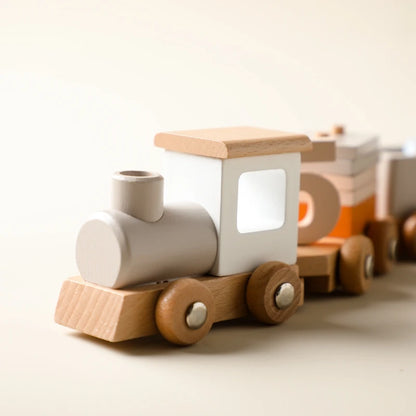 Montessori Toys Wooden Train Birthday Toy Baby Educational Toys Wooden Trolley Baby Learning Toys Number Of Wood Baby Toys Gifts