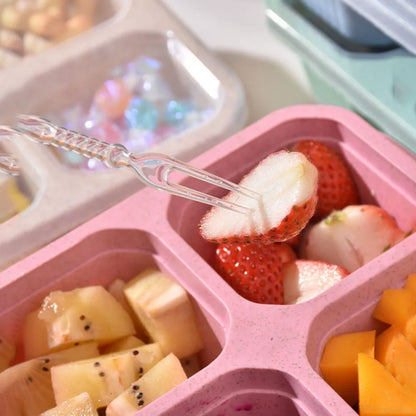 Reusable 4 Compartments Lunch Box Snack Dim Sum Nut Candy Box with Cover Wheat Straw Four Grid Snack Containers Meal Prep