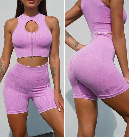 New Women Gym Seamless Sets Yoga Leggings Fashion Soprts Shorts Pants Stretch Fitness Mujer Leggin 2 Pieces Sweatpants Suits