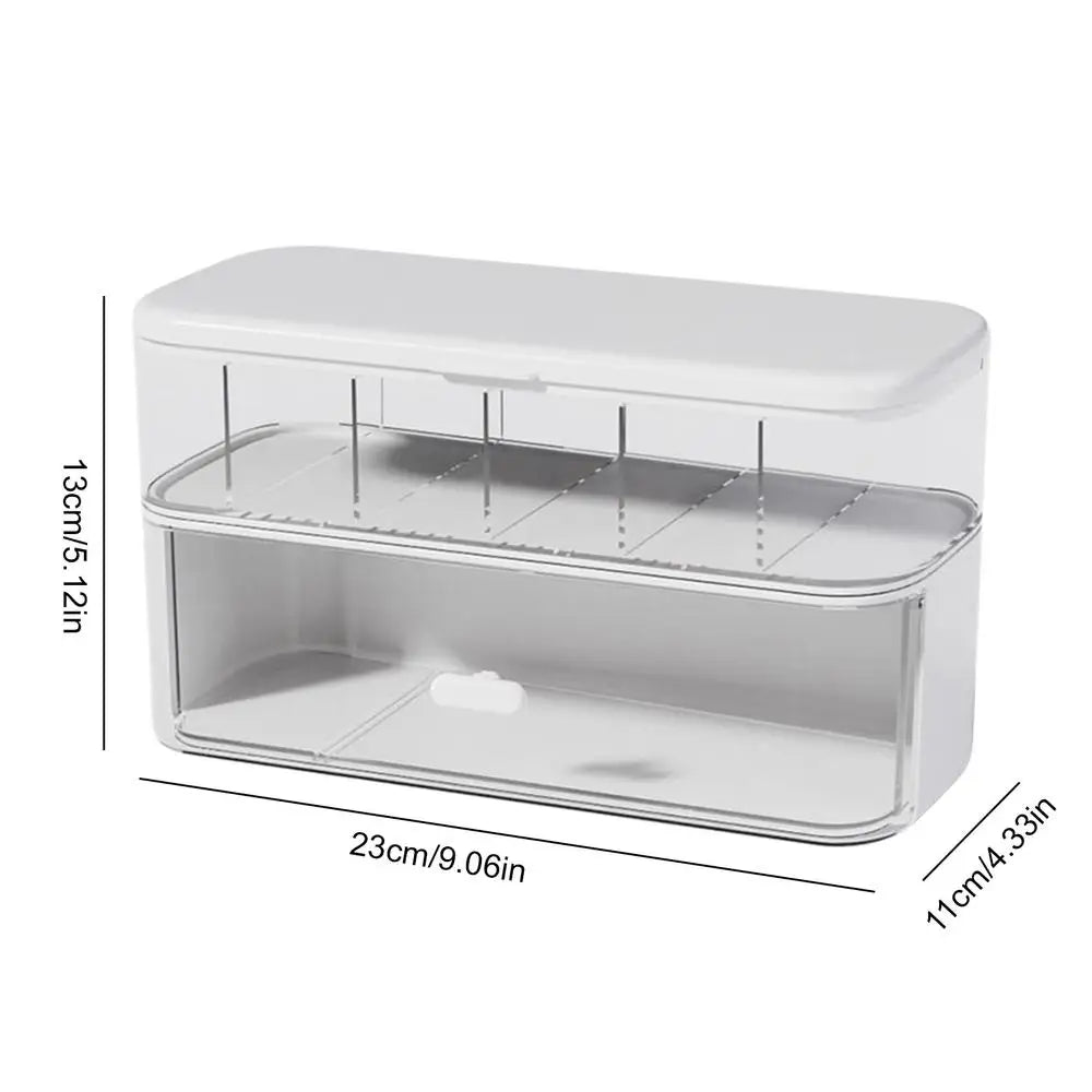 Cable Organizer Box Clear Cord Storage Organizer Cable Management Box with Compartments Charger Wires Case for Drawer Desk
