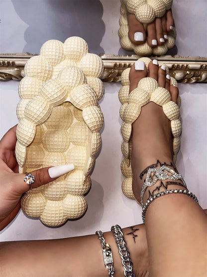 Flip-flops Bubble Shoes Summer New Fashion Open-toed Bubble Slippers 2025 Women Wear Slippers Indoor Flat Sandals Beach Shoes