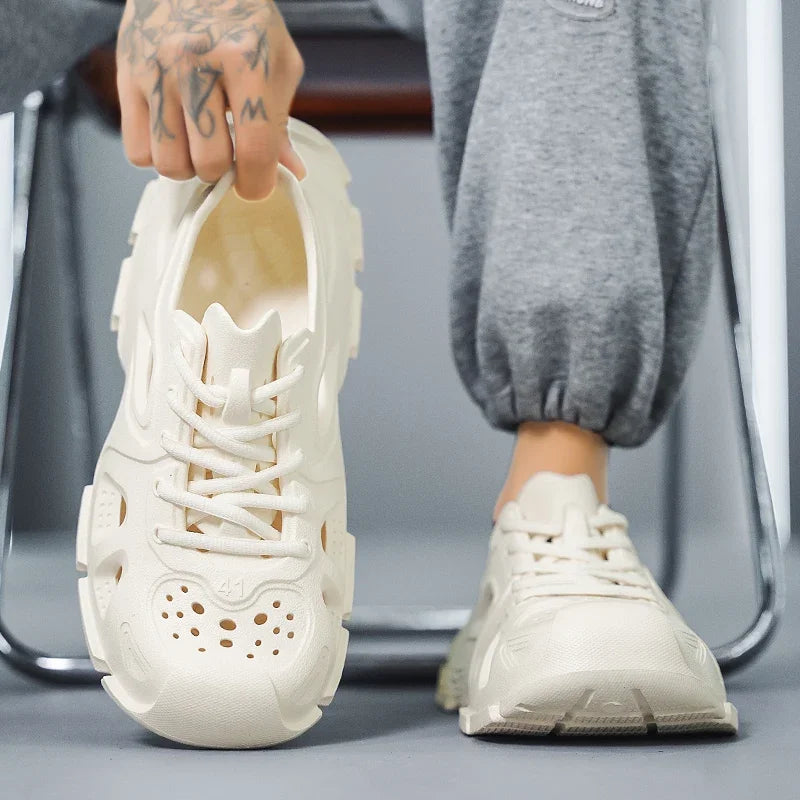 Sandalias Hombre Verano Sandals Men's New Summer Non-Slip Anti-Odor Hollow Breathable Outdoor Casual Flat Beach Shoes