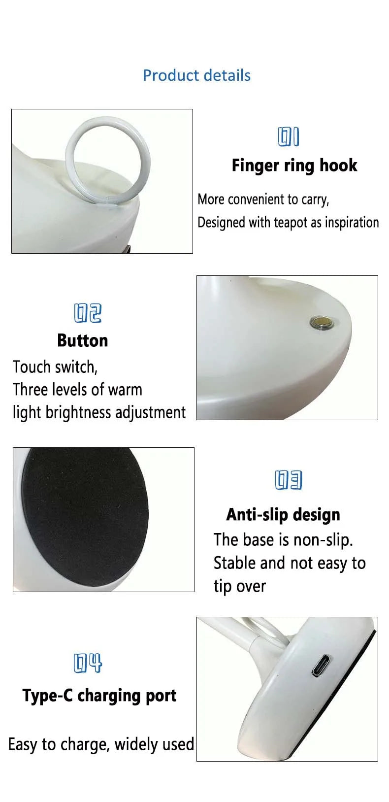 Luxury Style Decorative Lamp  Atmosphere Desk Light for Bedroom Bedside USB Portable Wireless Charging Warm Light Night Light