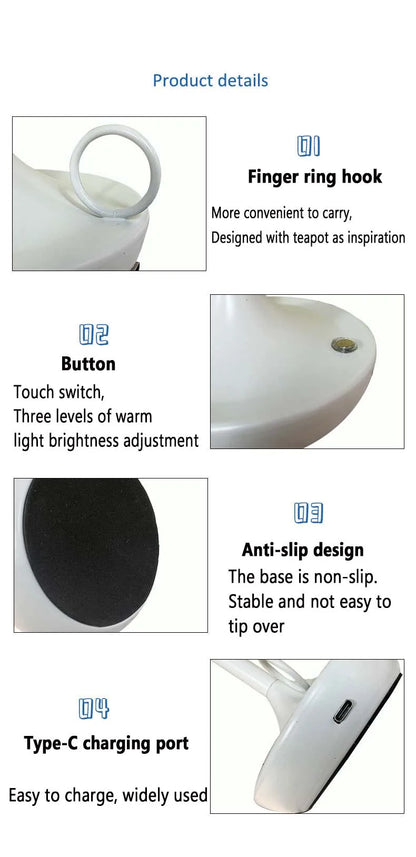 Luxury Style Decorative Lamp  Atmosphere Desk Light for Bedroom Bedside USB Portable Wireless Charging Warm Light Night Light