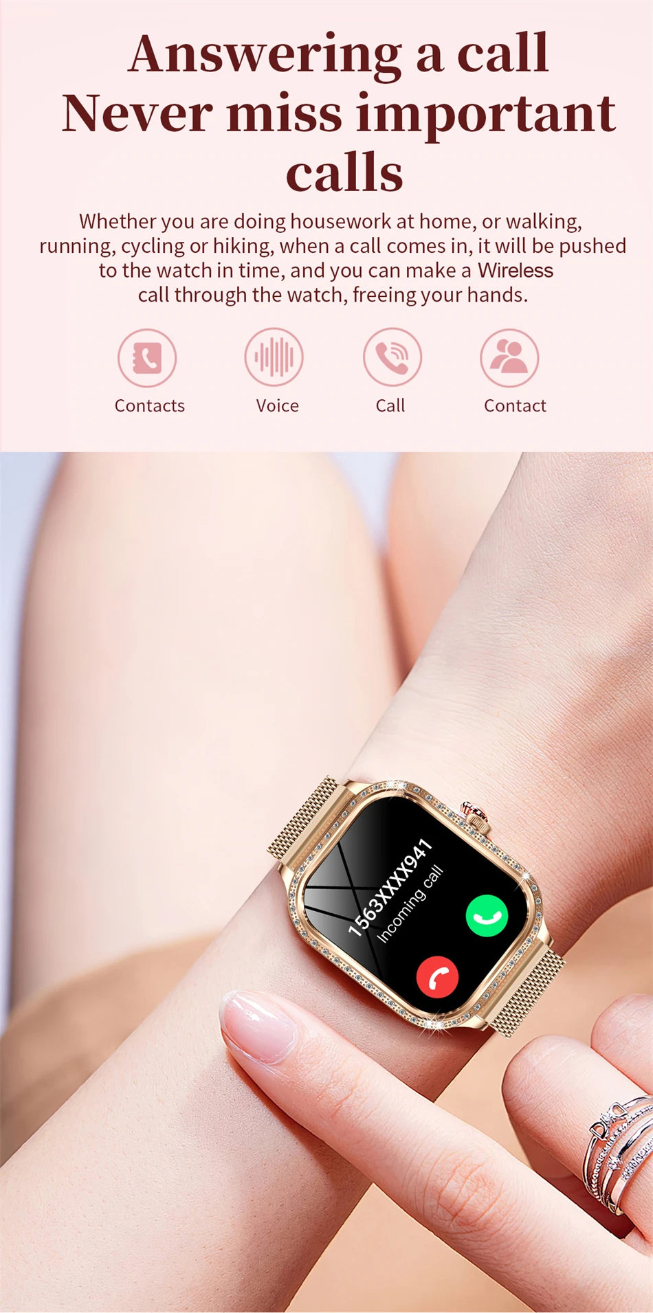 LIGE Fashion Ladies Smartwatch Women's Health Bluetooth Call Waterproof Watches Health Sports Best Friend's Smartwatch Adult