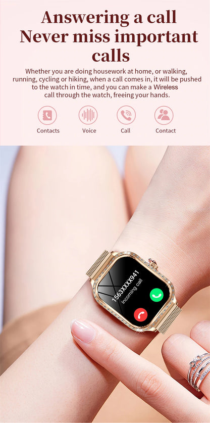 LIGE Fashion Ladies Smartwatch Women's Health Bluetooth Call Waterproof Watches Health Sports Best Friend's Smartwatch Adult